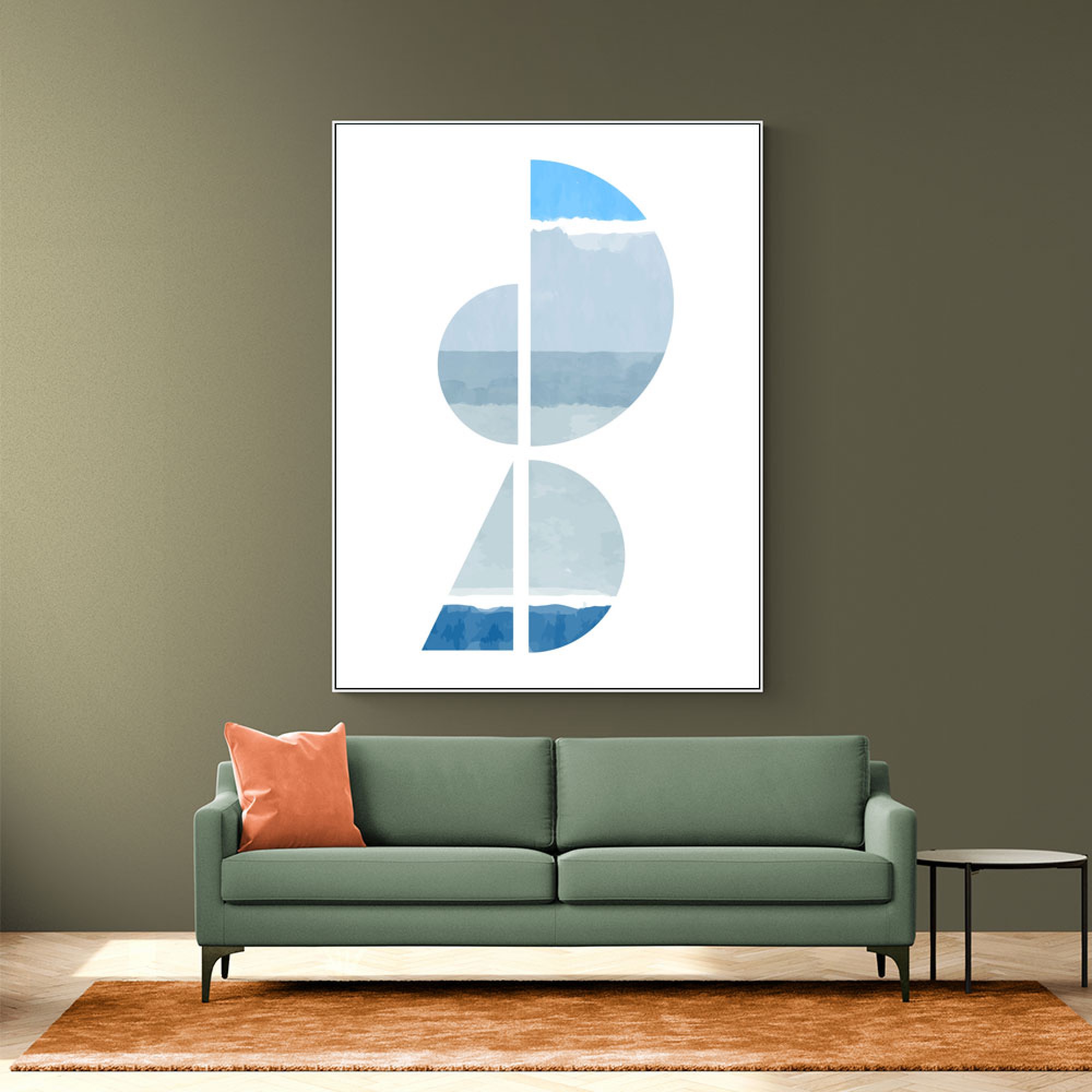 Abstract Shapes In Blue and Grey Wall Art