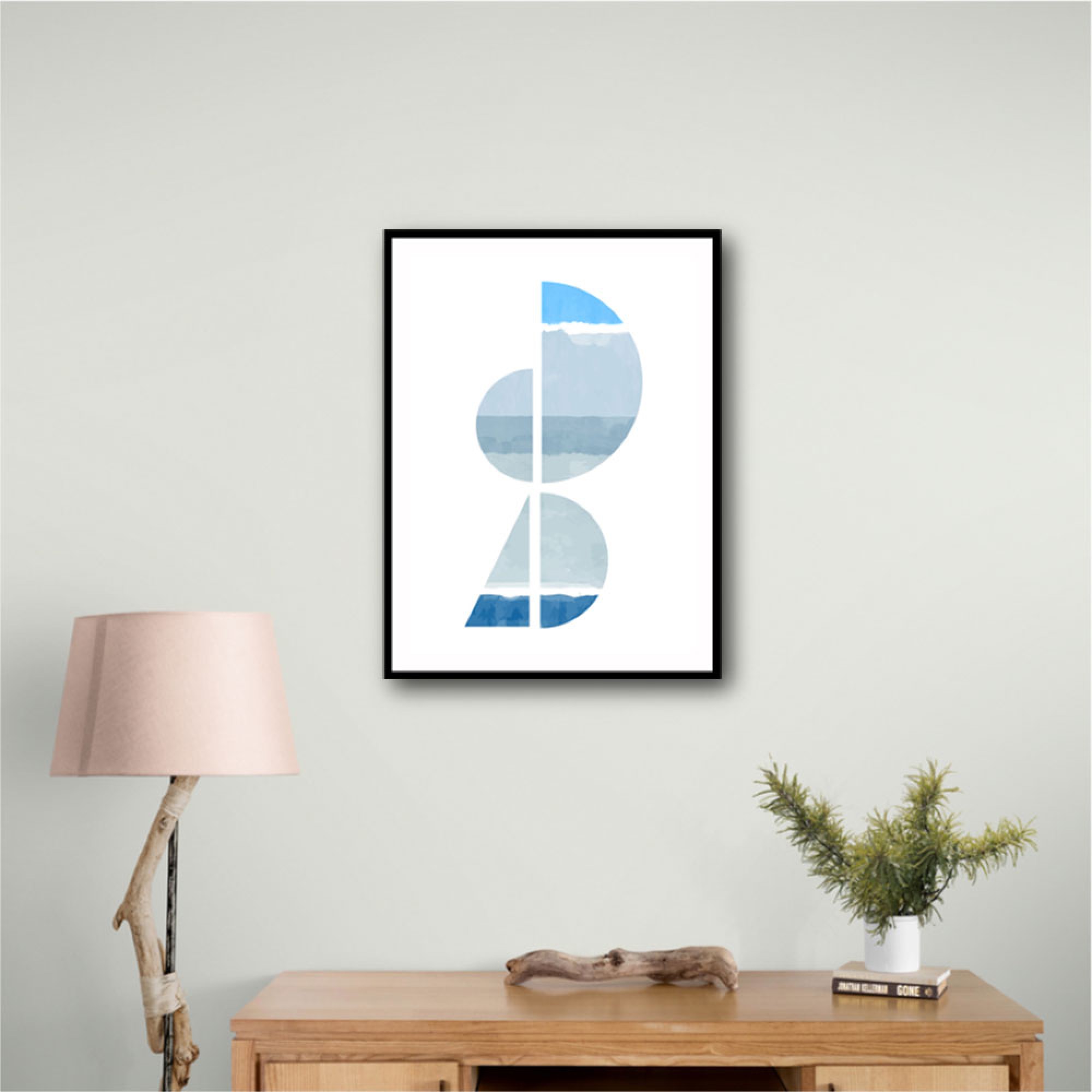 Abstract Shapes In Blue and Grey Wall Art