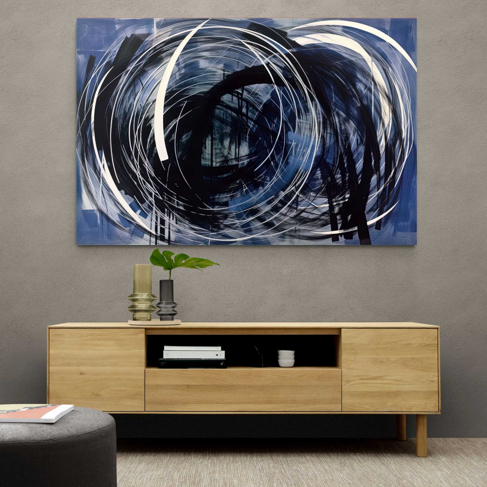 Blue Abstract Circles Wall Art