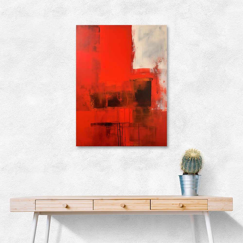 Red Abstract Squares In Rothko Style Wall Art