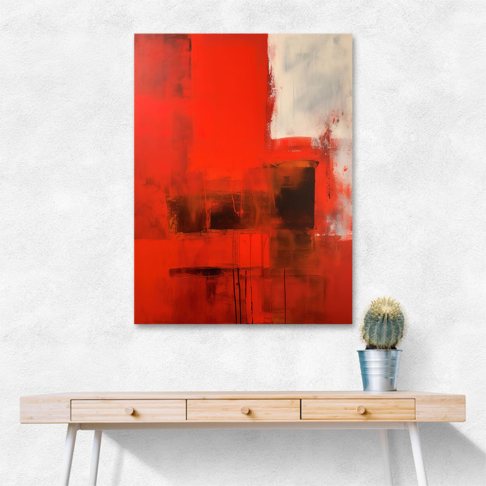 Red Abstract Squares In Rothko Style Wall Art