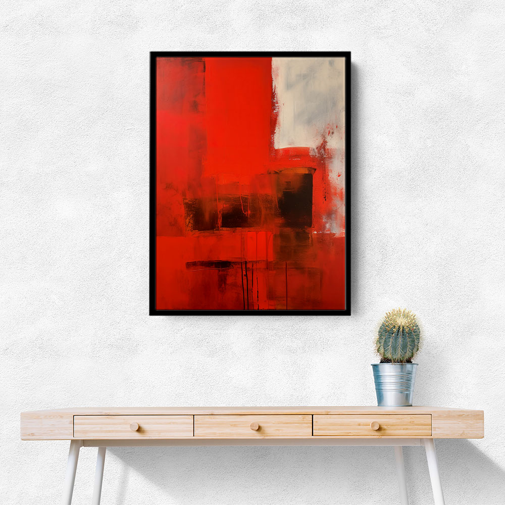 Red Abstract Squares In Rothko Style Wall Art