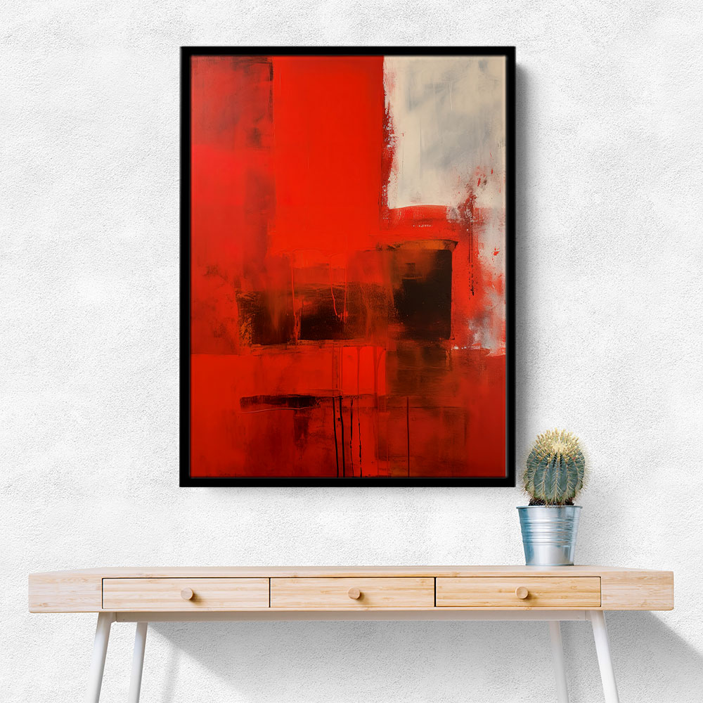 Red Abstract Squares In Rothko Style Wall Art