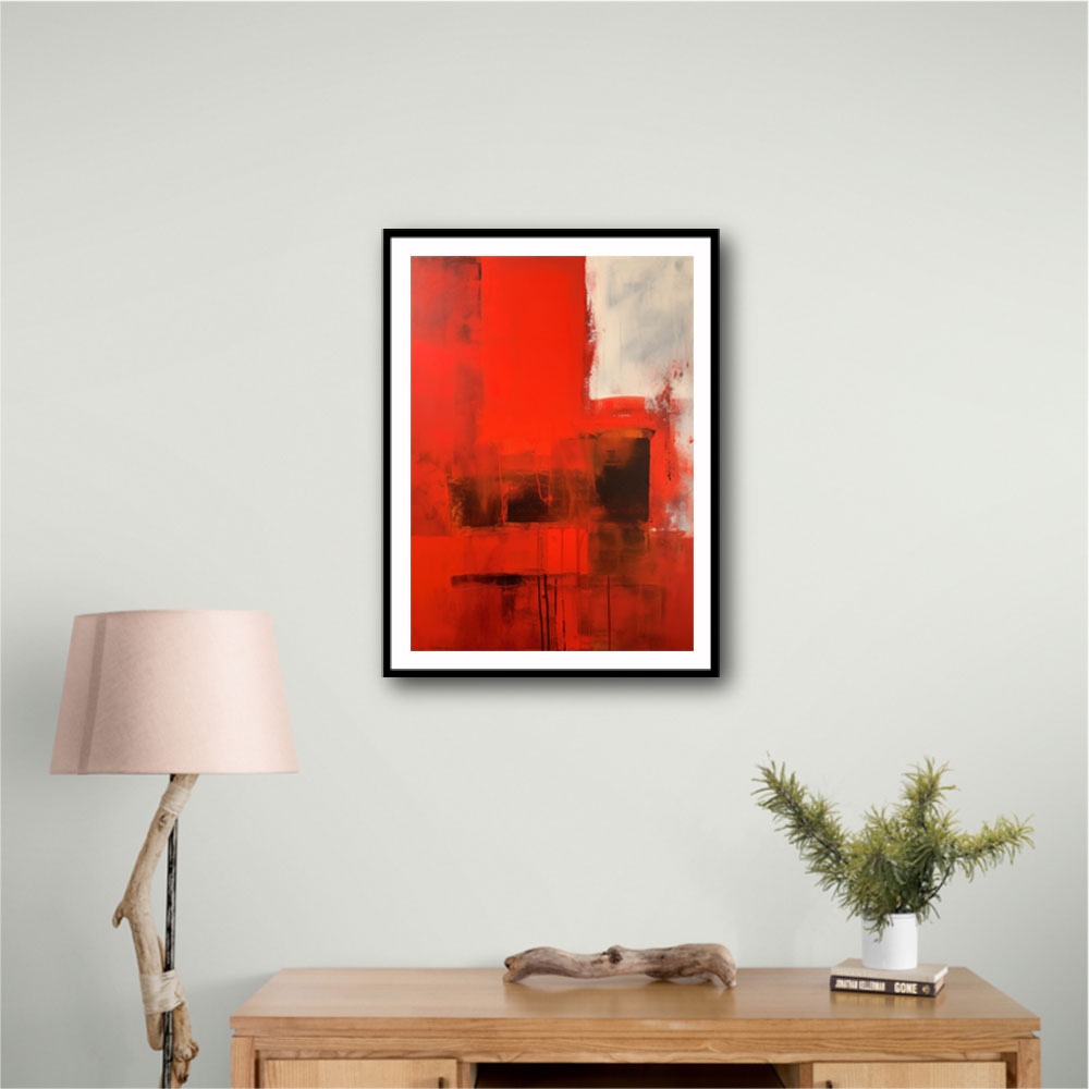 Red Abstract Squares In Rothko Style Wall Art