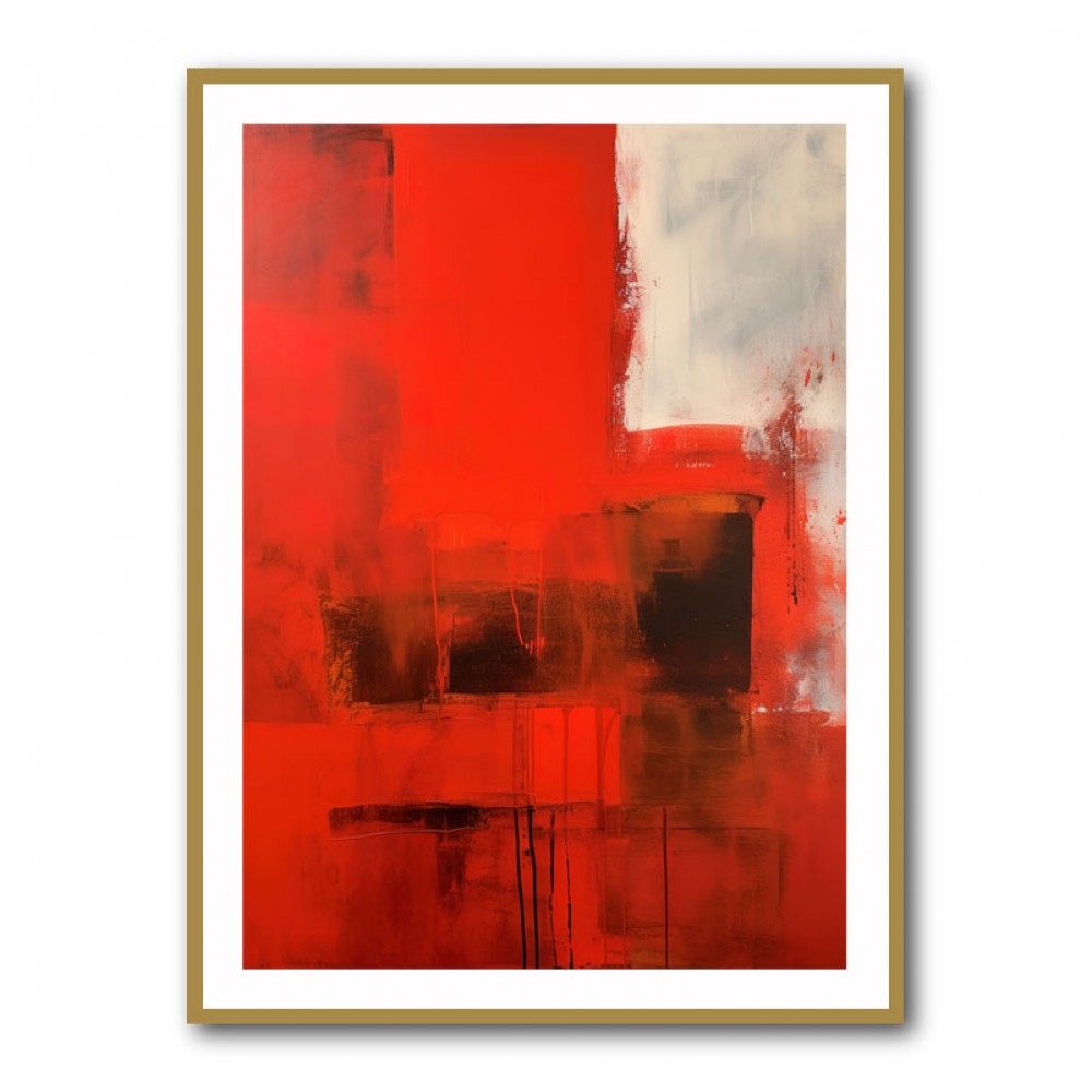 Red Abstract Squares In Rothko Style Wall Art