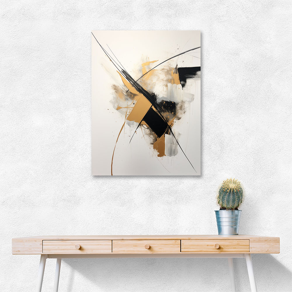 Strokes Black & Gold Abstract 2 Wall Art