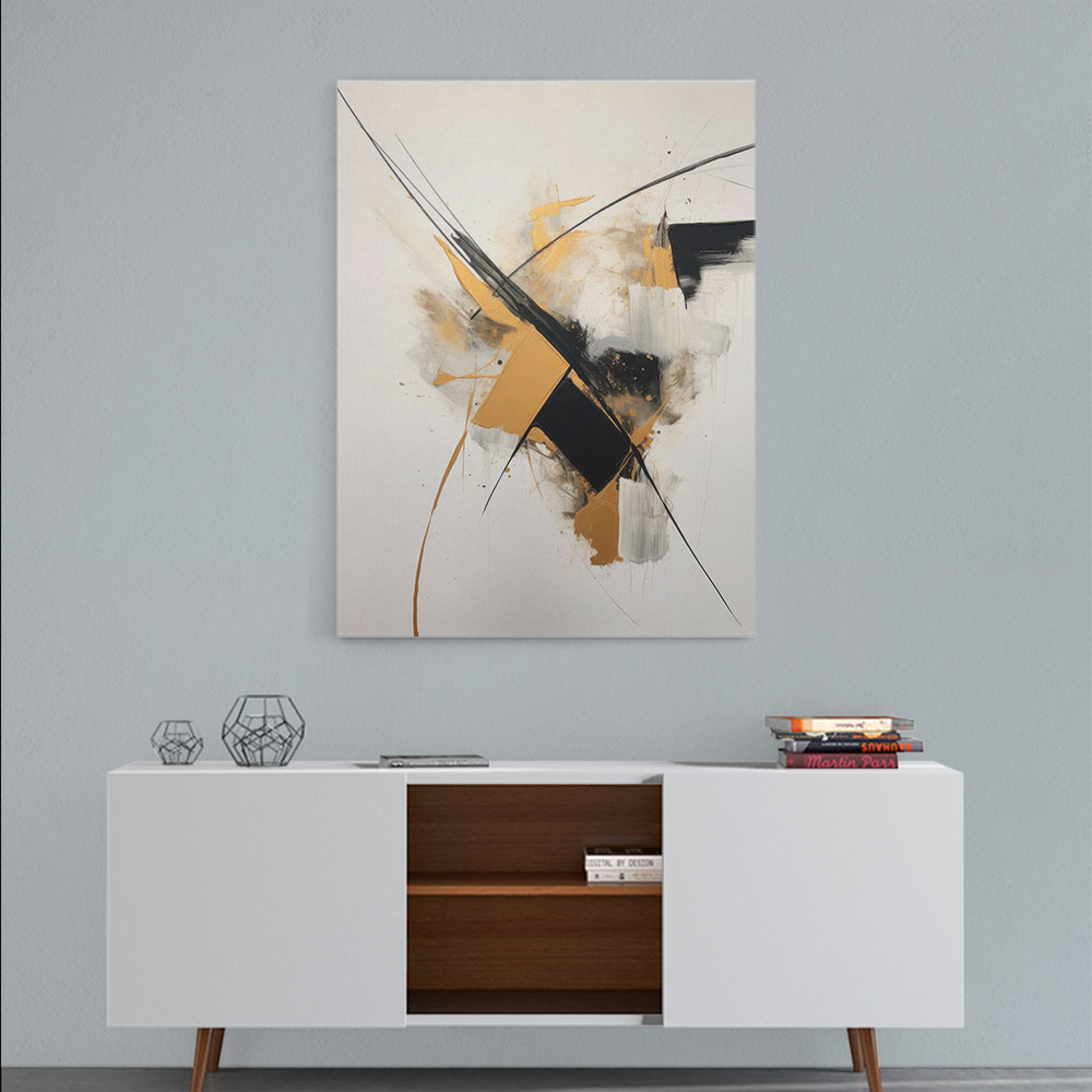 Strokes Black & Gold Abstract 2 Wall Art