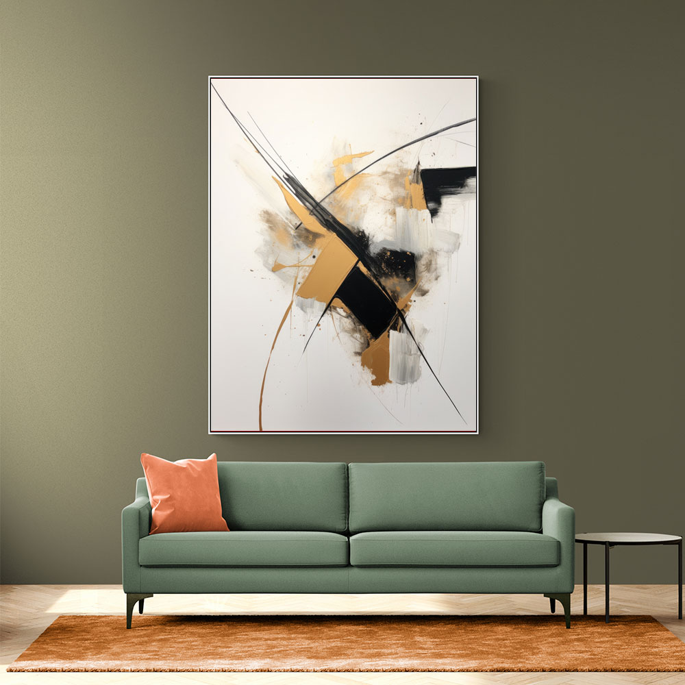 Strokes Black & Gold Abstract 2 Wall Art