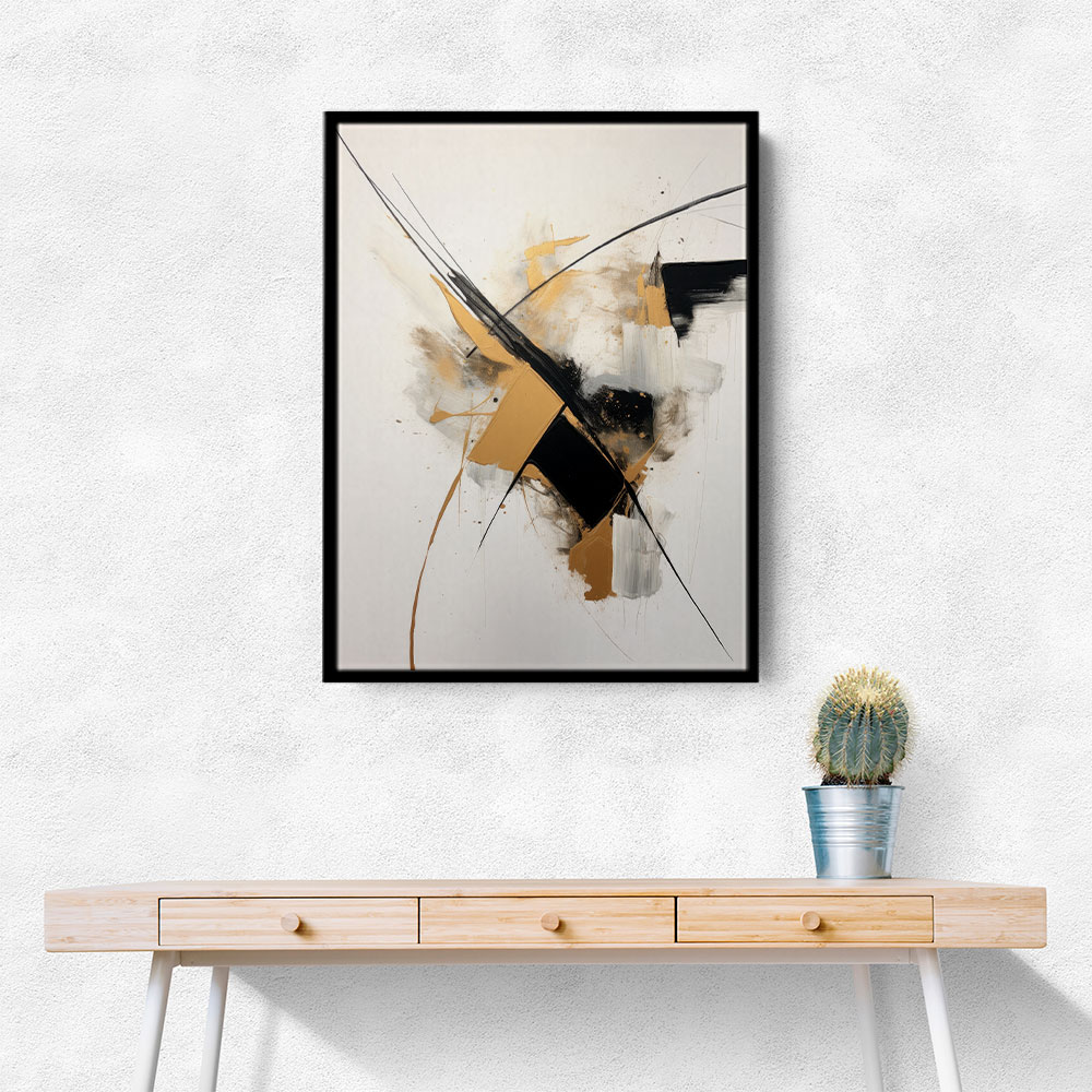 Strokes Black & Gold Abstract 2 Wall Art