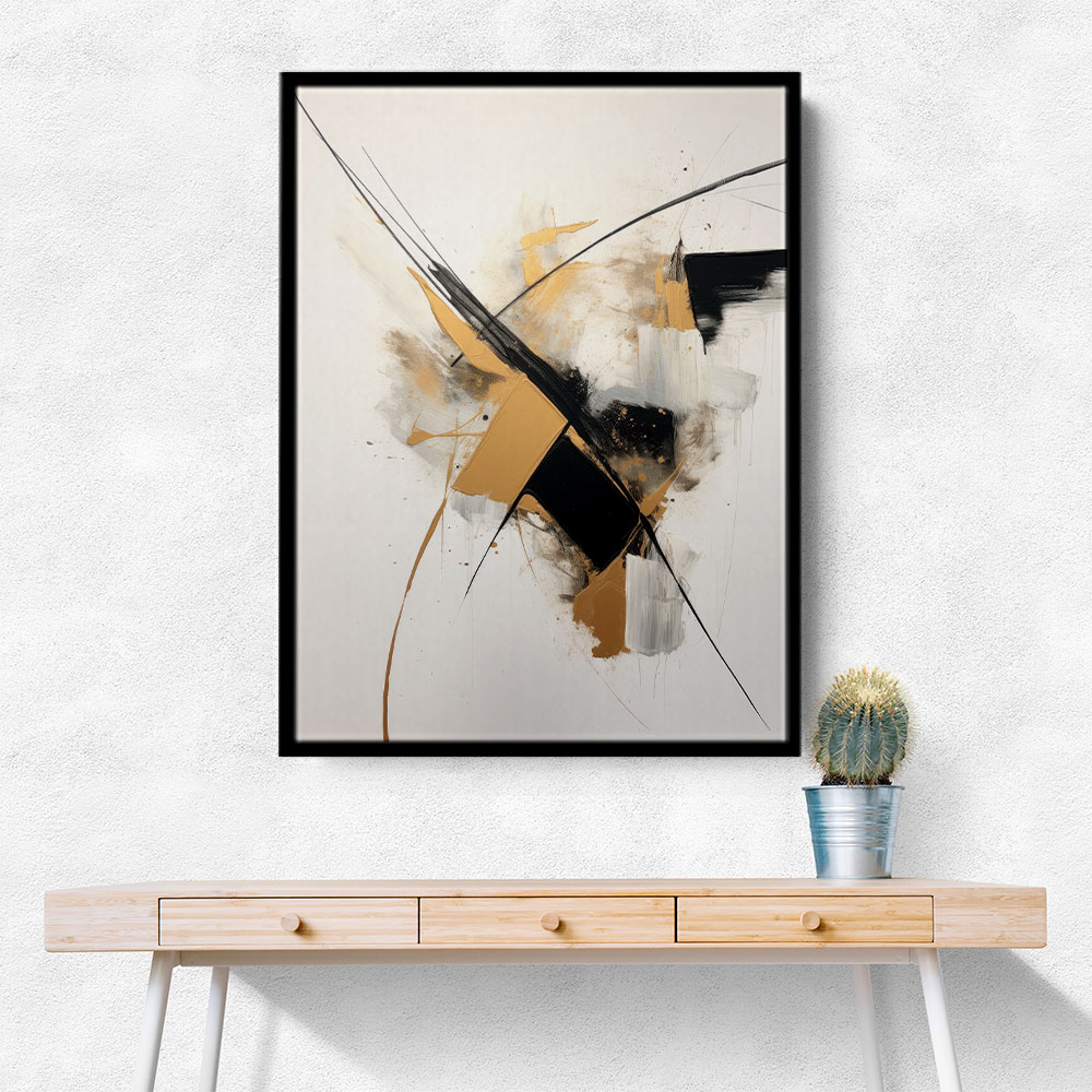 Strokes Black & Gold Abstract 2 Wall Art