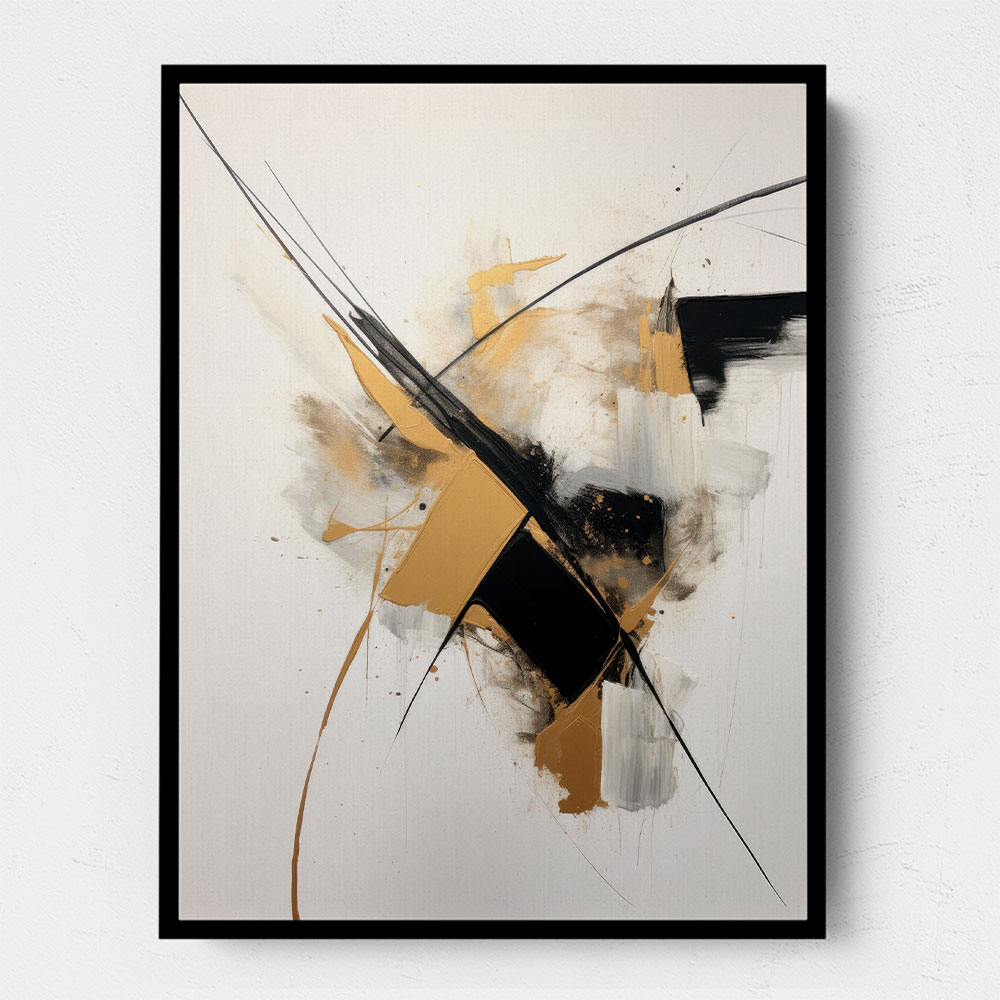 Strokes Black & Gold Abstract 2 Wall Art