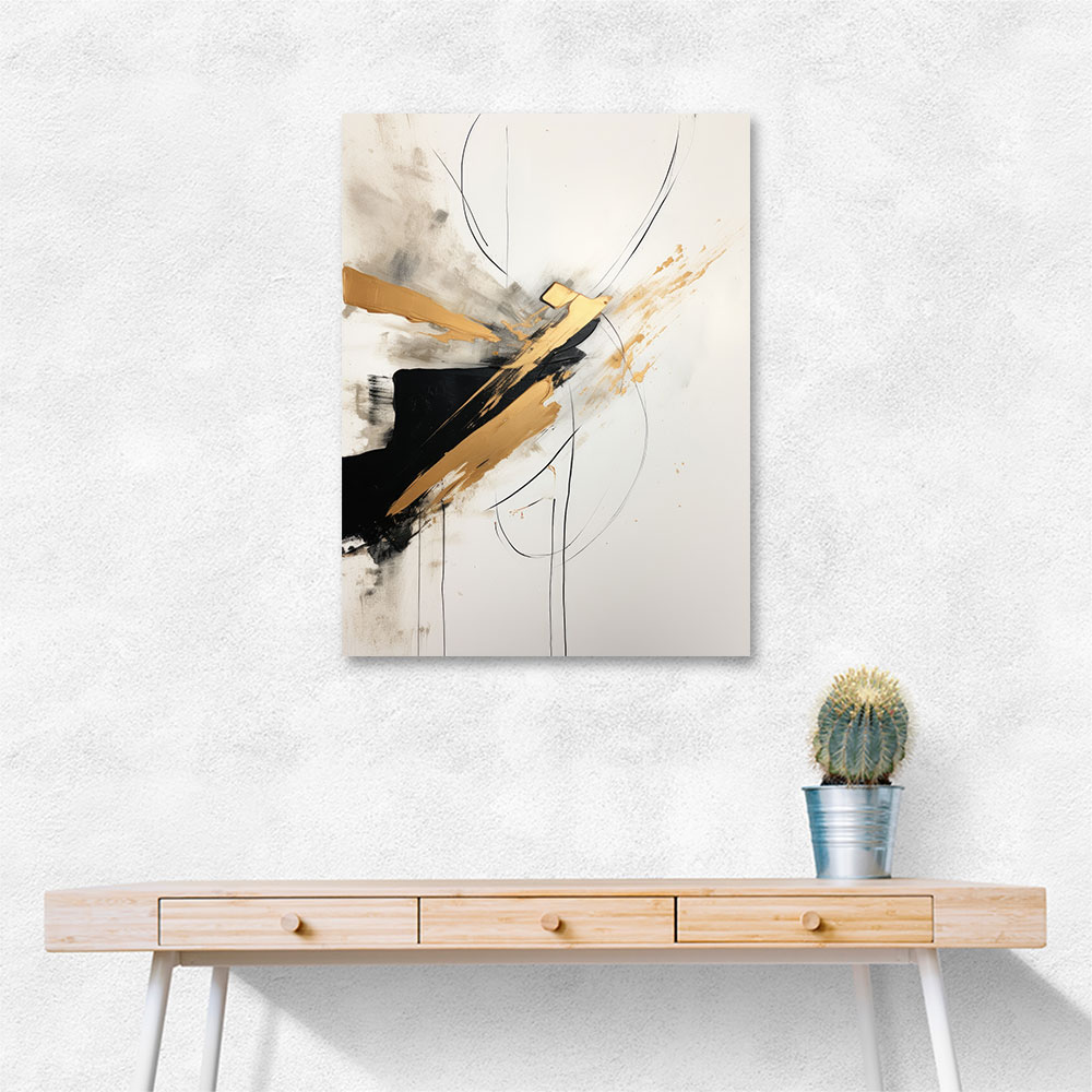 Strokes Black & Gold Abstract 3 Wall Art