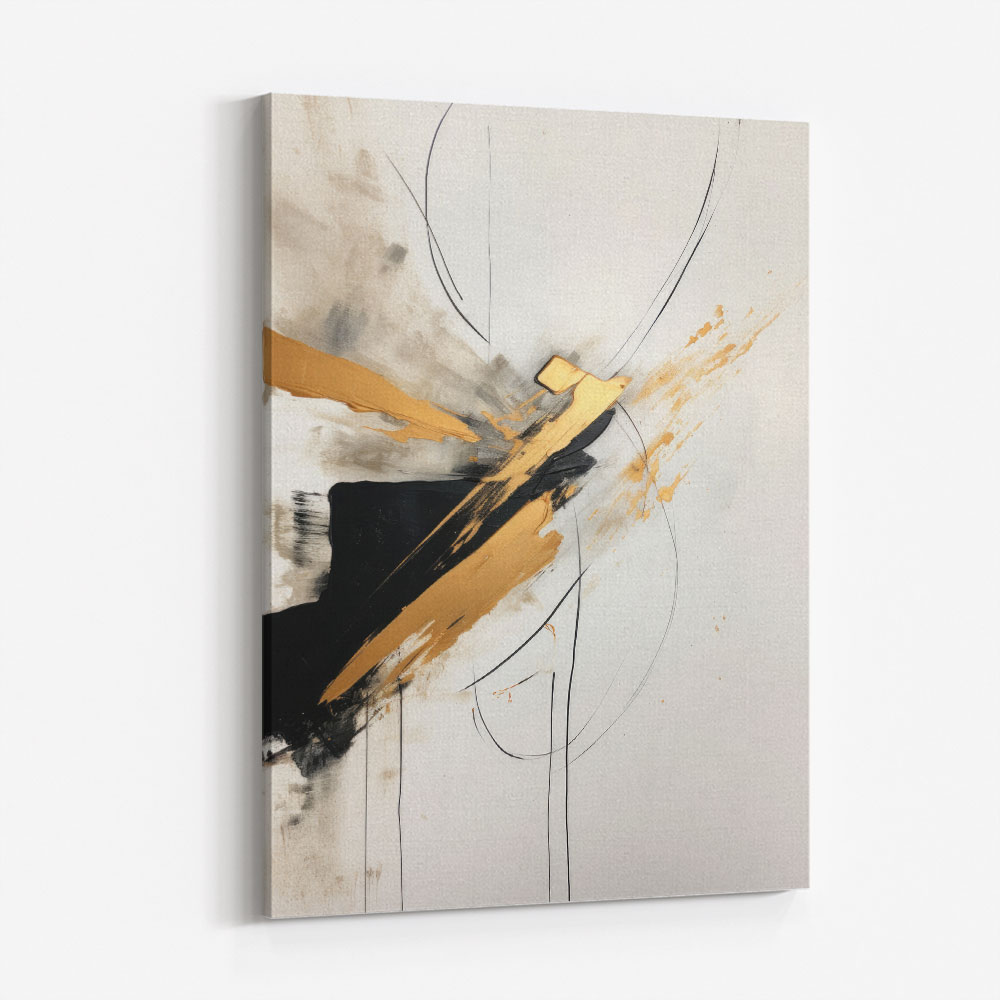 Strokes Black & Gold Abstract 3 Wall Art