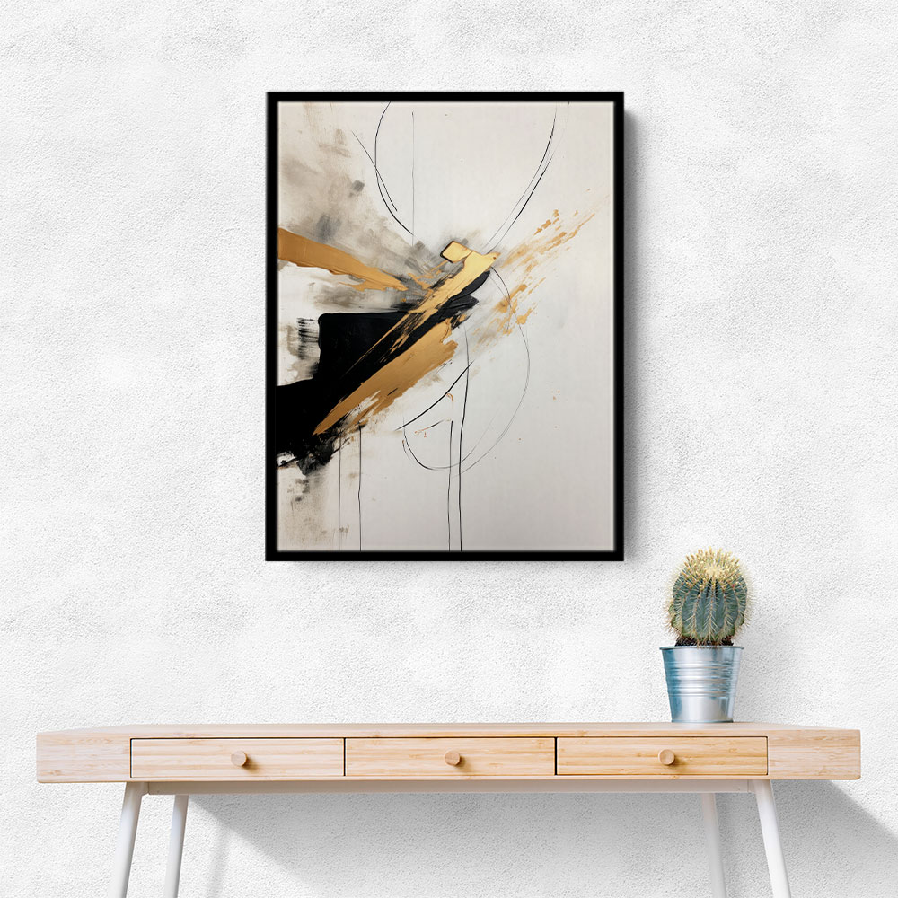 Strokes Black & Gold Abstract 3 Wall Art