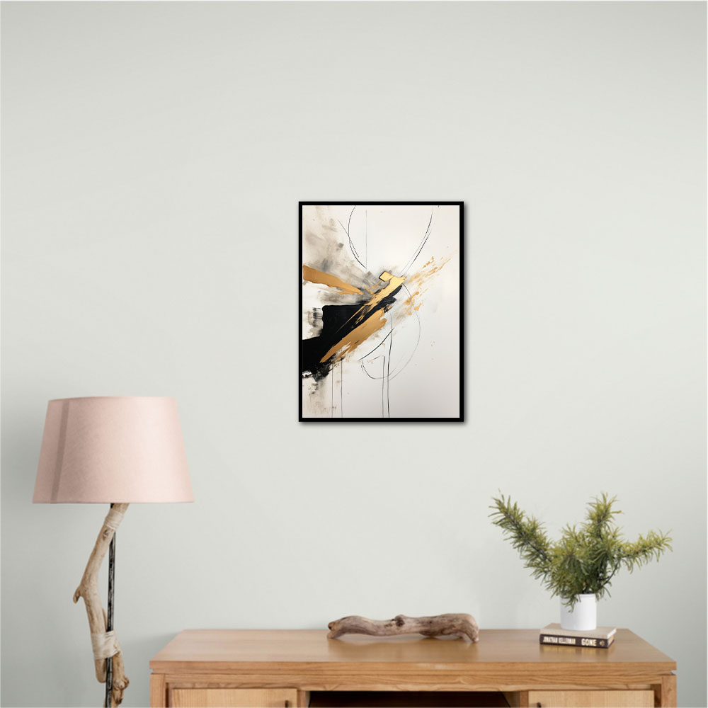 Strokes Black & Gold Abstract 3 Wall Art