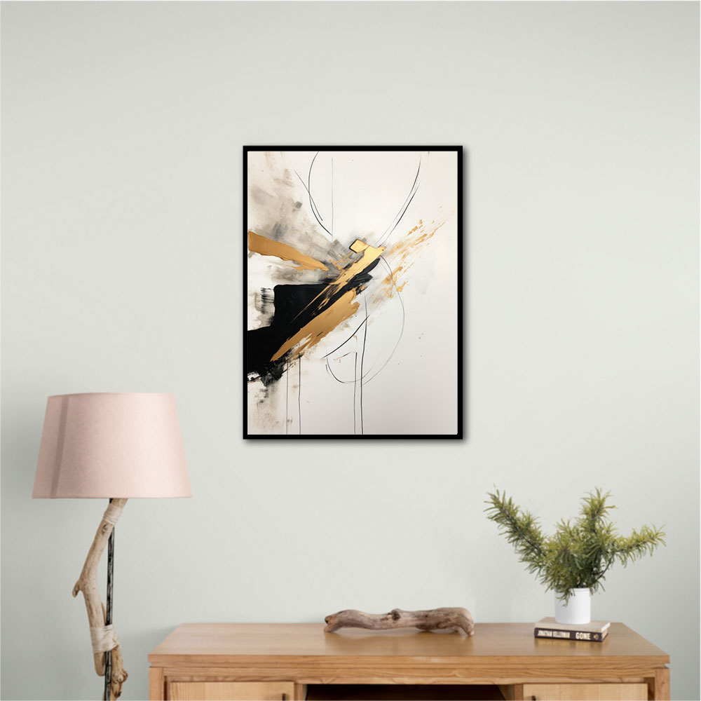 Strokes Black & Gold Abstract 3 Wall Art