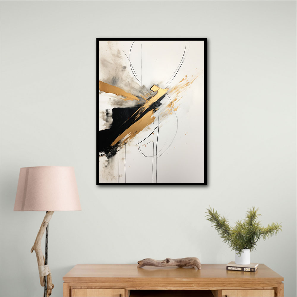 Strokes Black & Gold Abstract 3 Wall Art