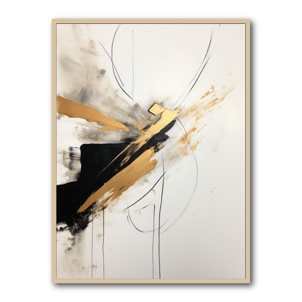 Strokes Black & Gold Abstract 3 Wall Art