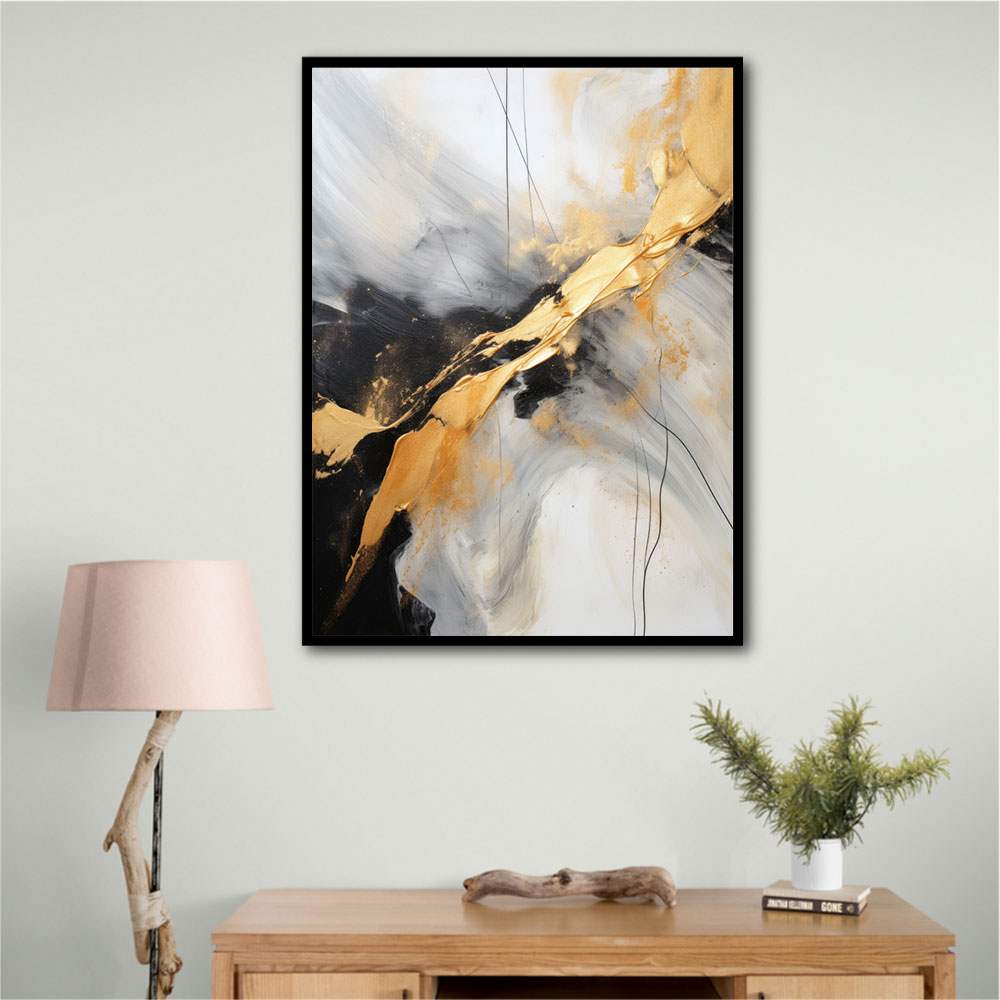 Strokes Black & Gold Abstract 8 Wall Art