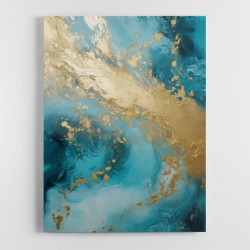 Turquoise & Gold 1 Abstract Wall Art