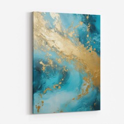 Turquoise & Gold 1 Abstract Wall Art