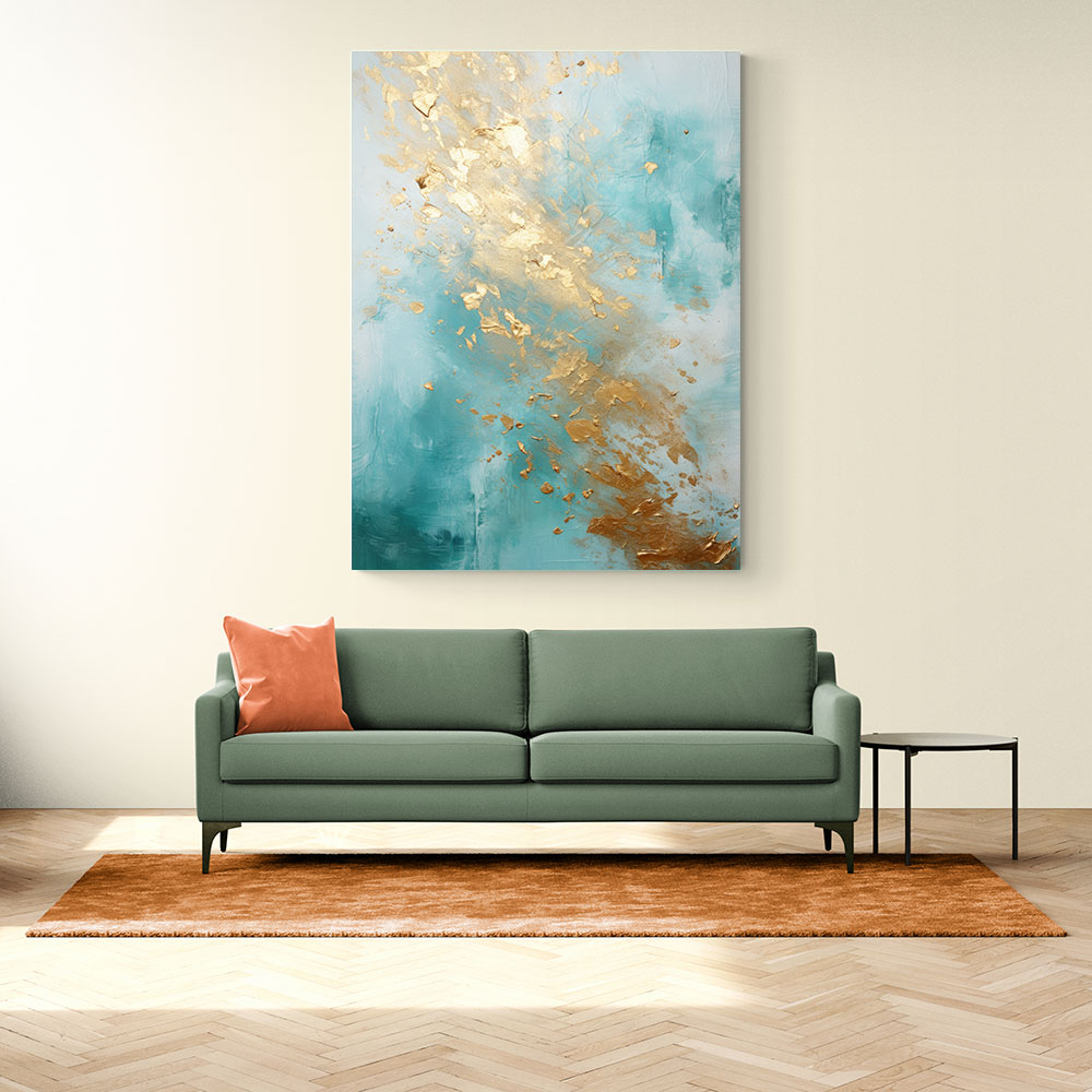 Turquoise & Gold 2 Abstract Wall Art