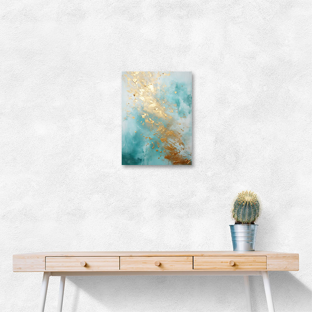 Turquoise & Gold 2 Abstract Wall Art