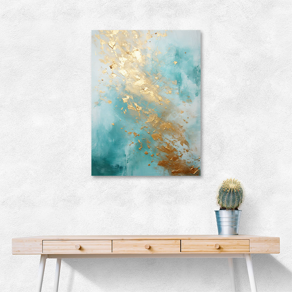 Turquoise & Gold 2 Abstract Wall Art