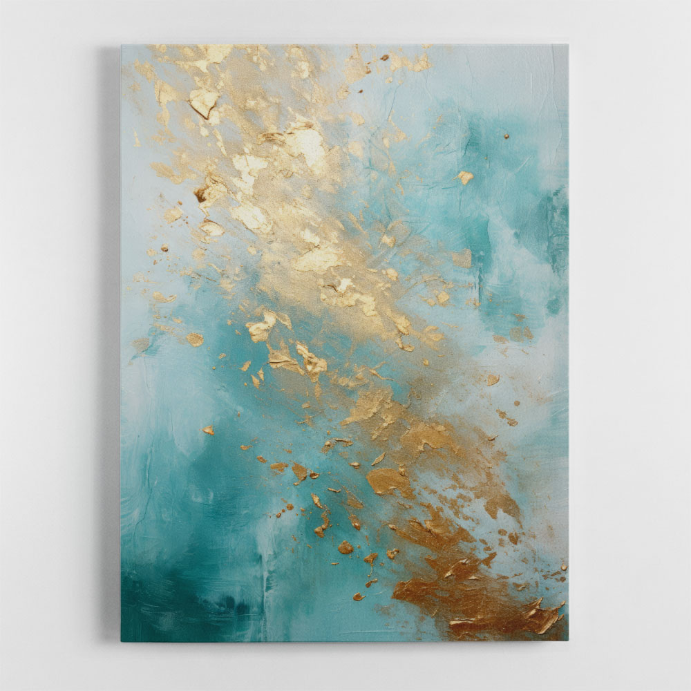 Turquoise & Gold 2 Abstract Wall Art