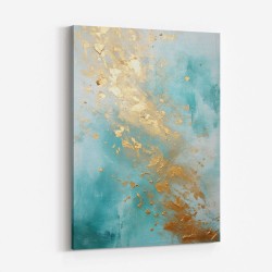 Turquoise & Gold 2 Abstract Wall Art