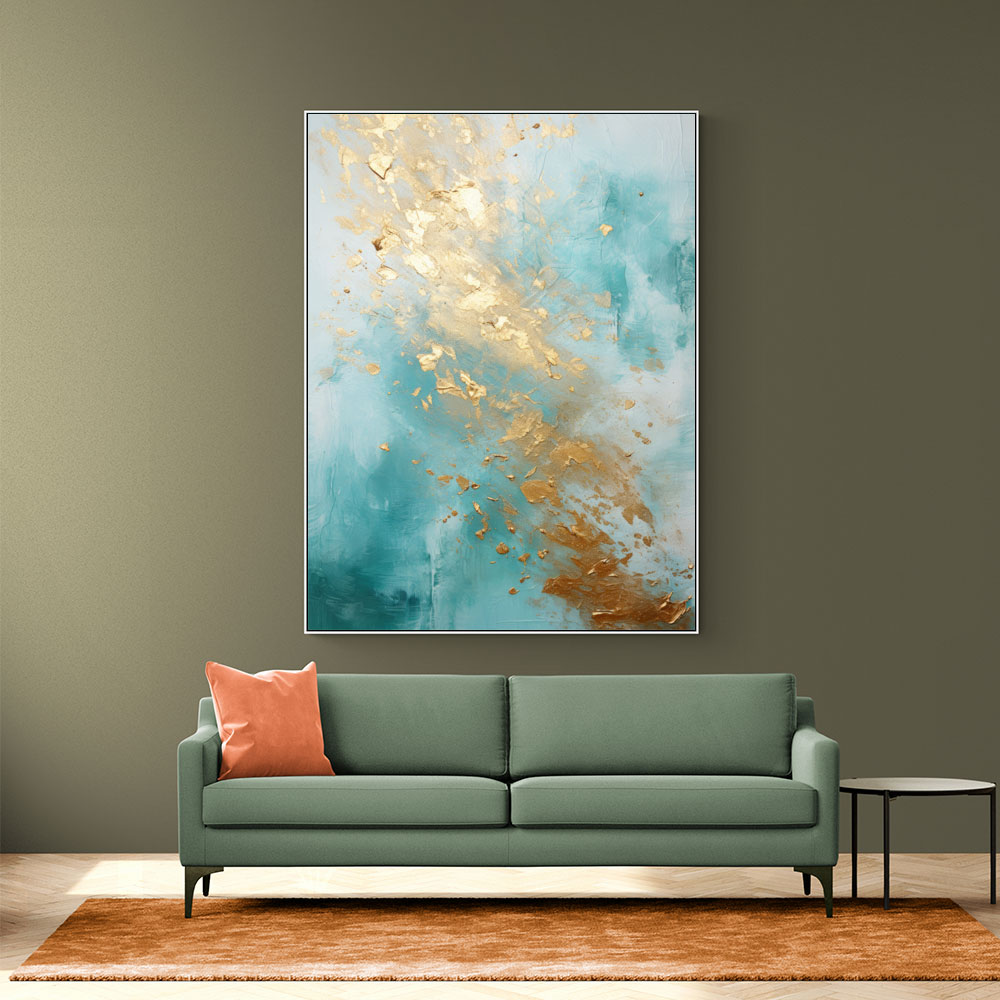 Turquoise & Gold 2 Abstract Wall Art