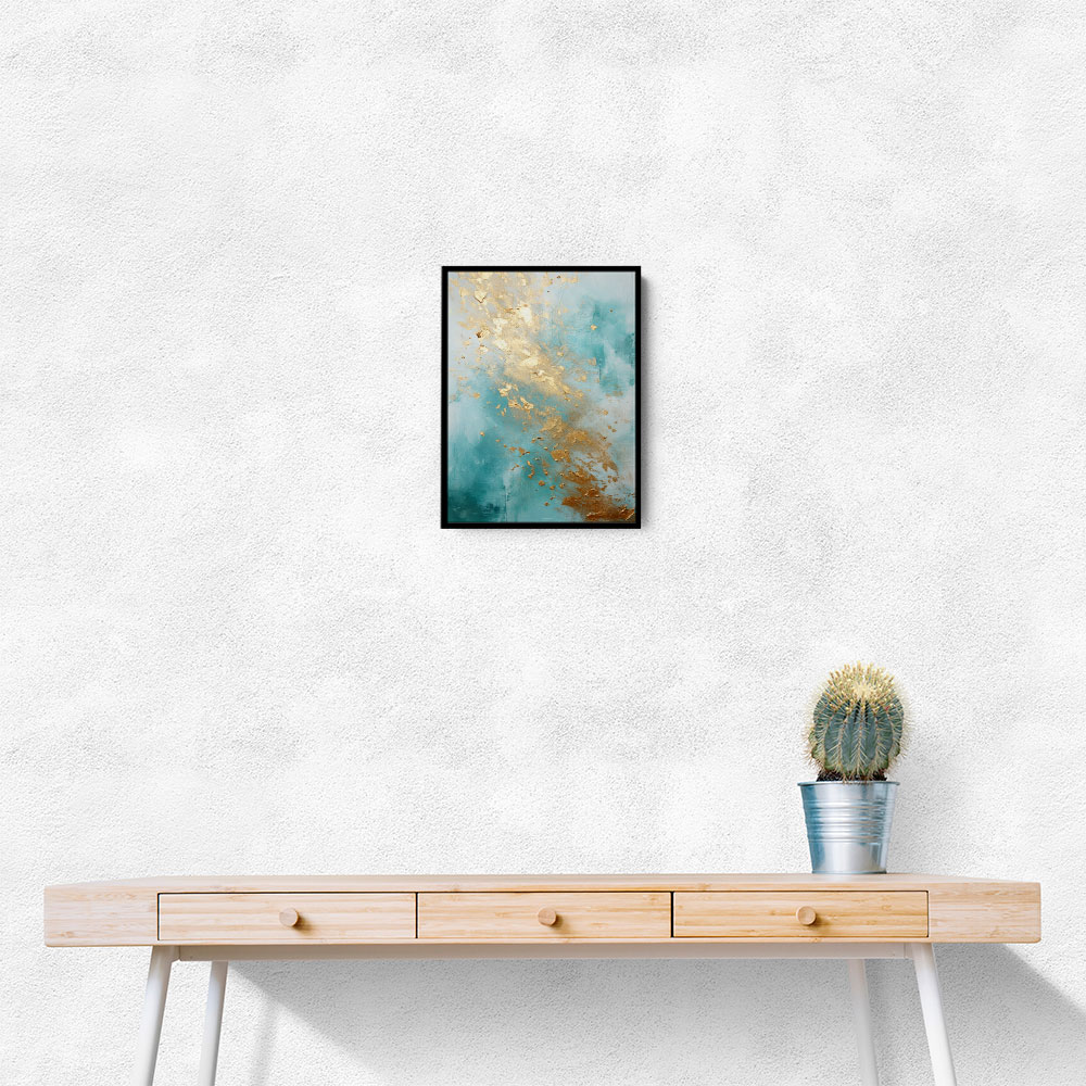 Turquoise & Gold 2 Abstract Wall Art