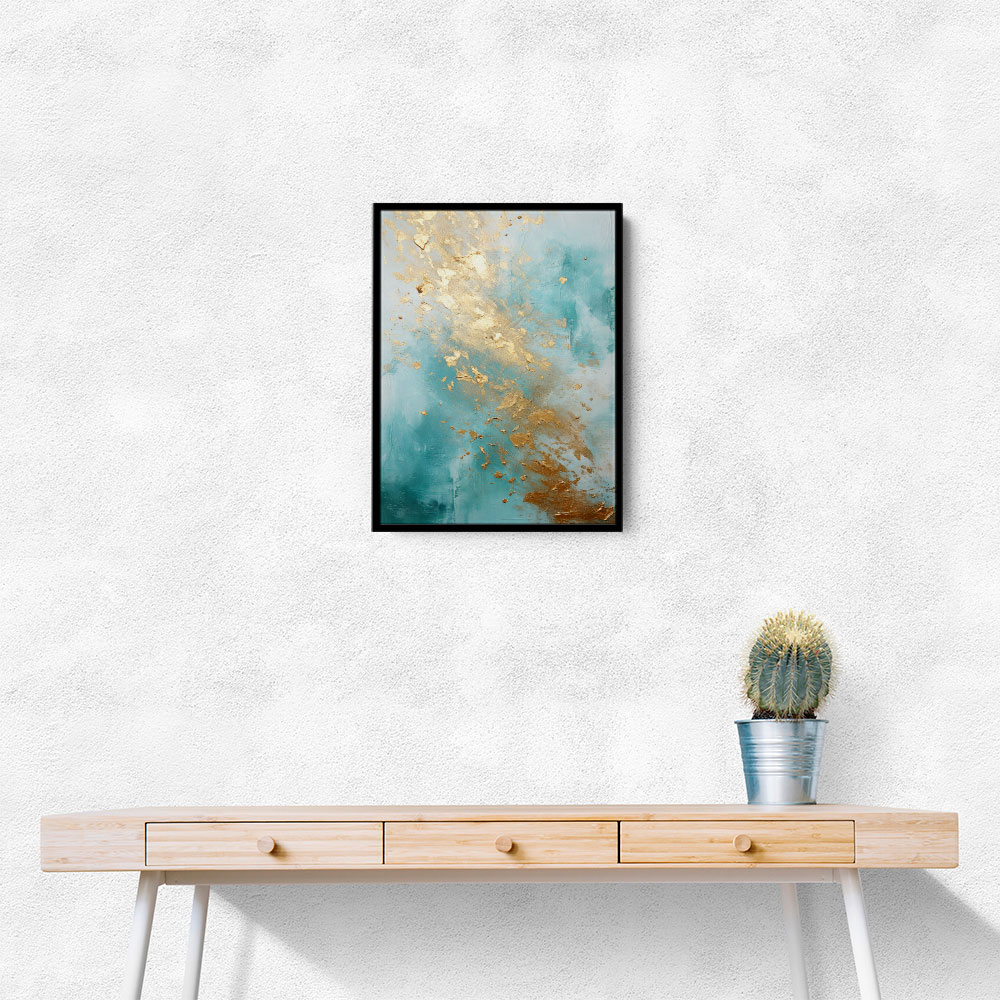 Turquoise & Gold 2 Abstract Wall Art