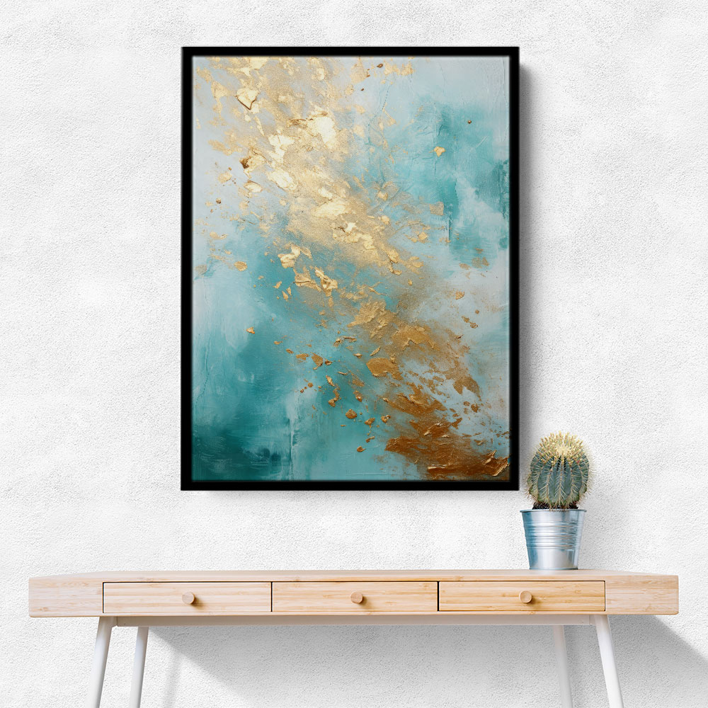 Turquoise & Gold 2 Abstract Wall Art