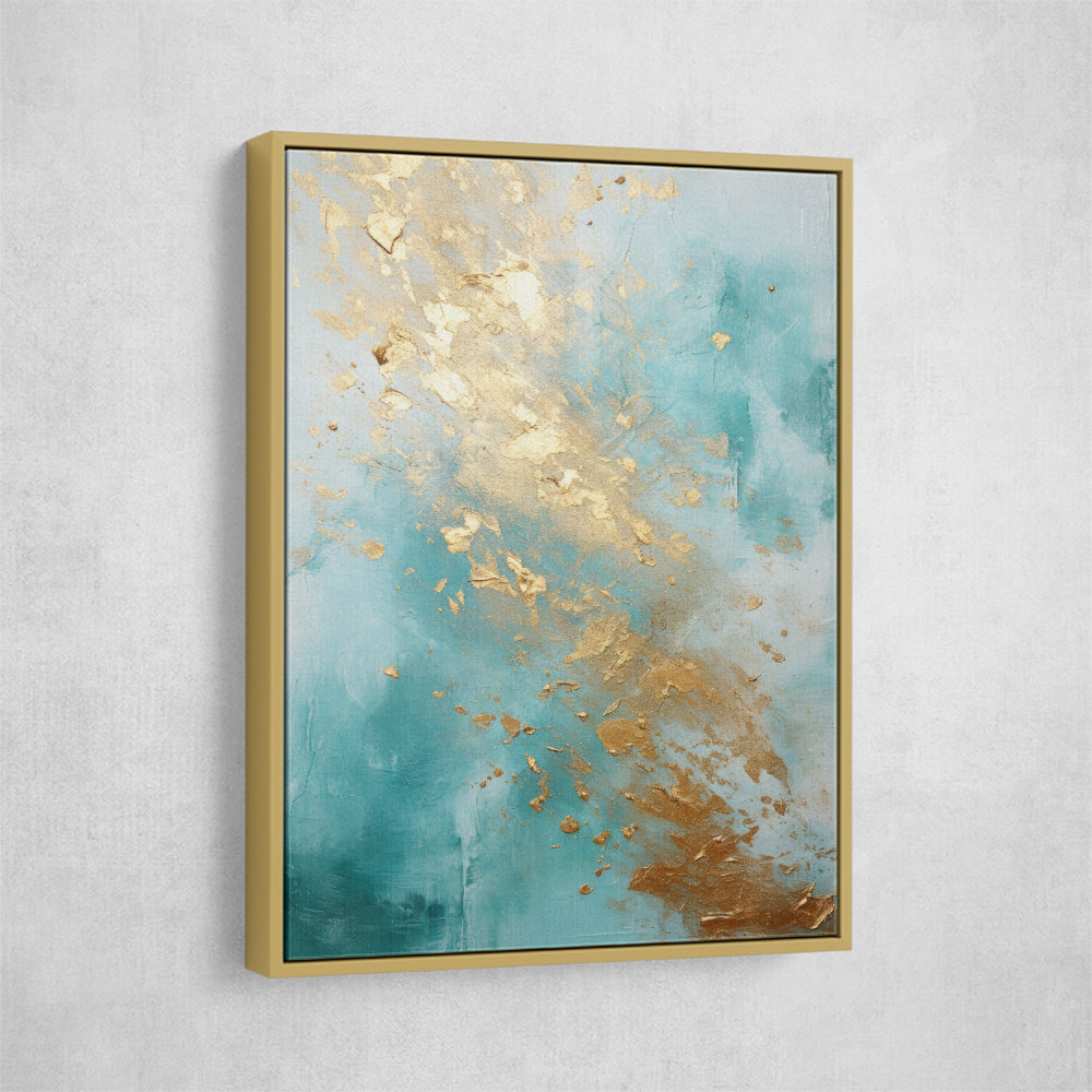 Turquoise & Gold 2 Abstract Wall Art