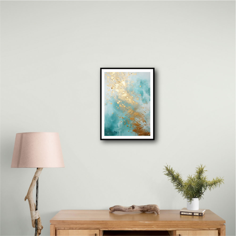 Turquoise & Gold 2 Abstract Wall Art