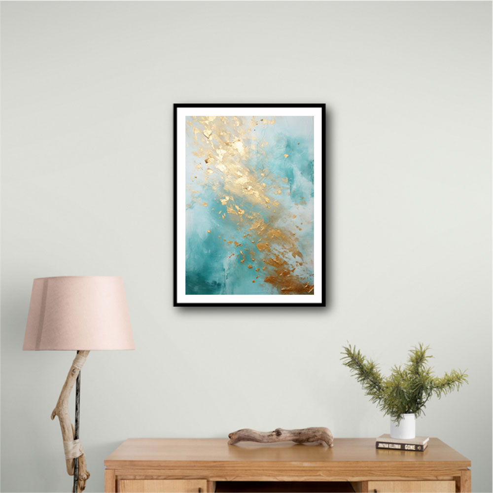 Turquoise & Gold 2 Abstract Wall Art