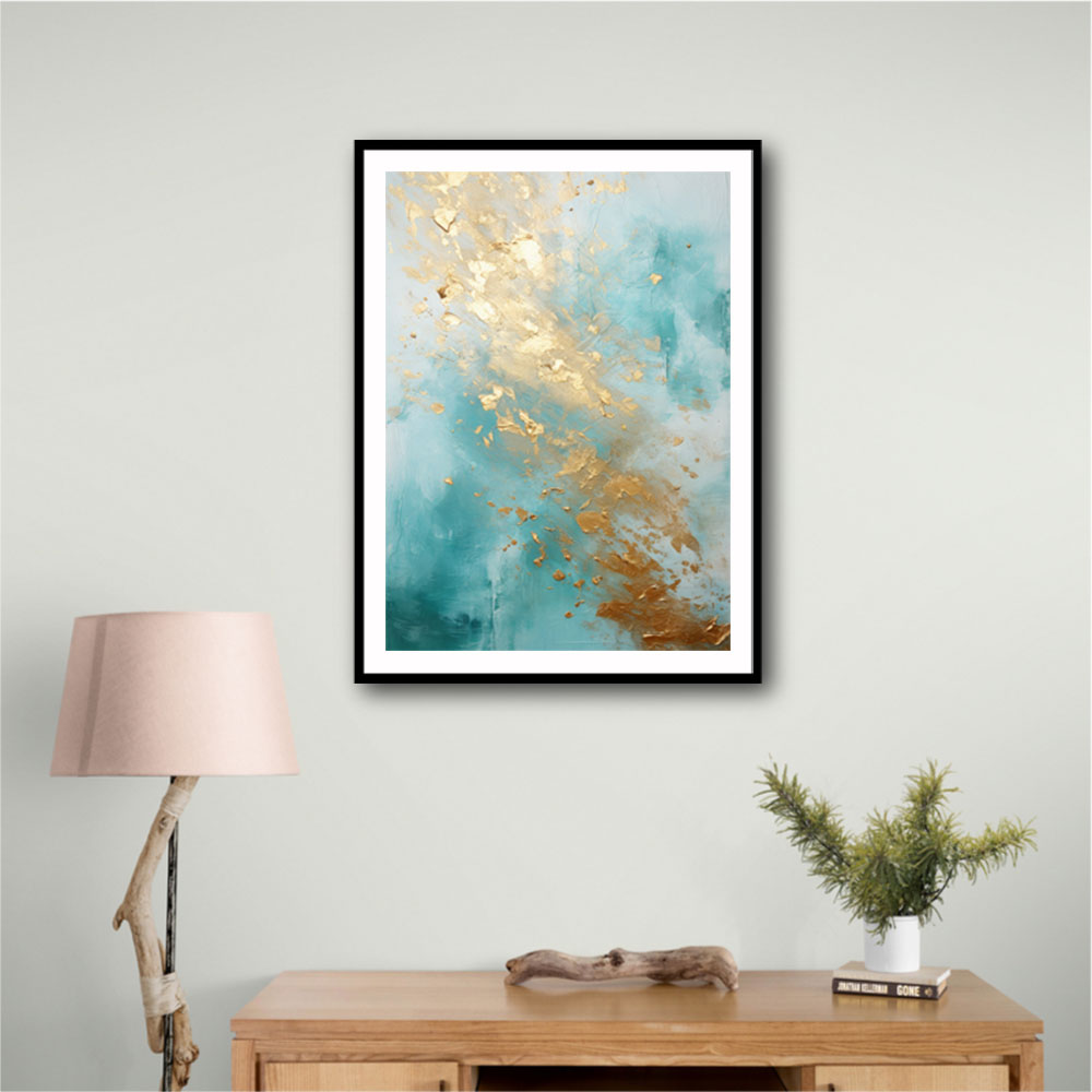 Turquoise & Gold 2 Abstract Wall Art