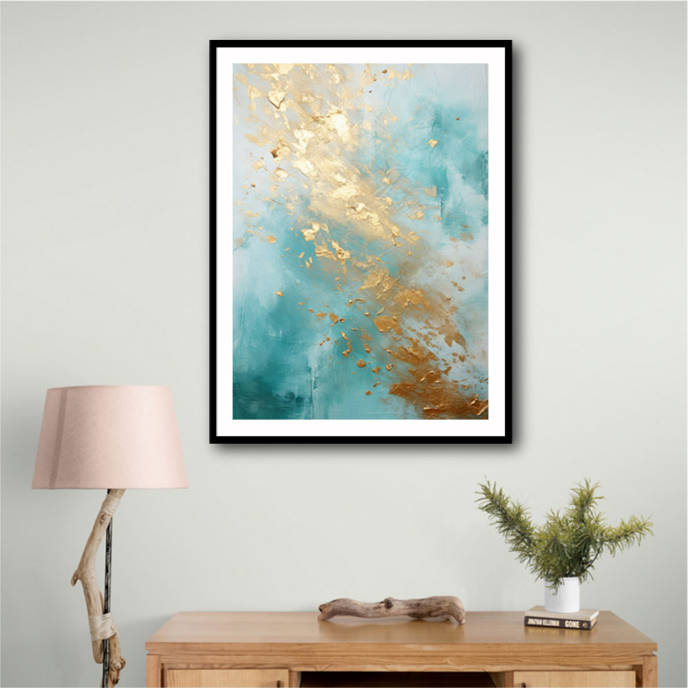 Turquoise & Gold 2 Abstract Wall Art