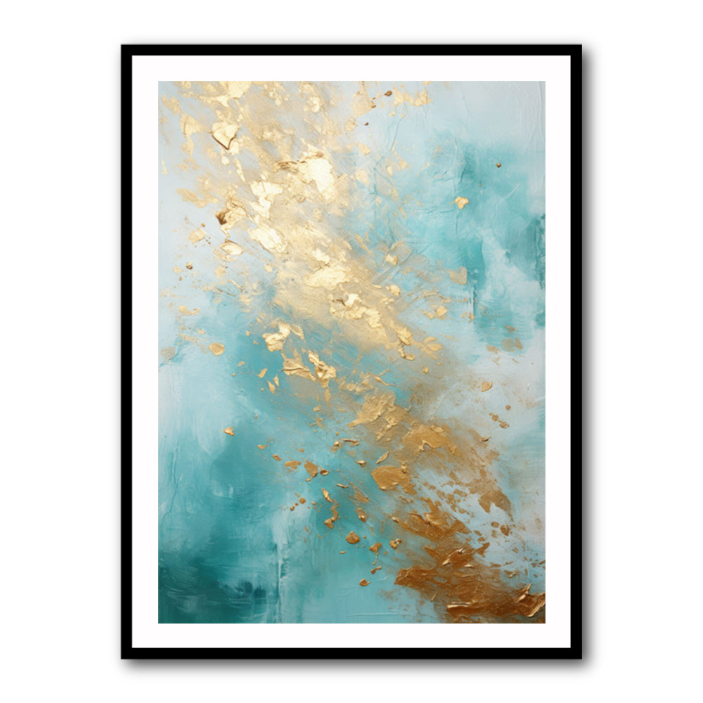 Turquoise & Gold 2 Abstract Wall Art