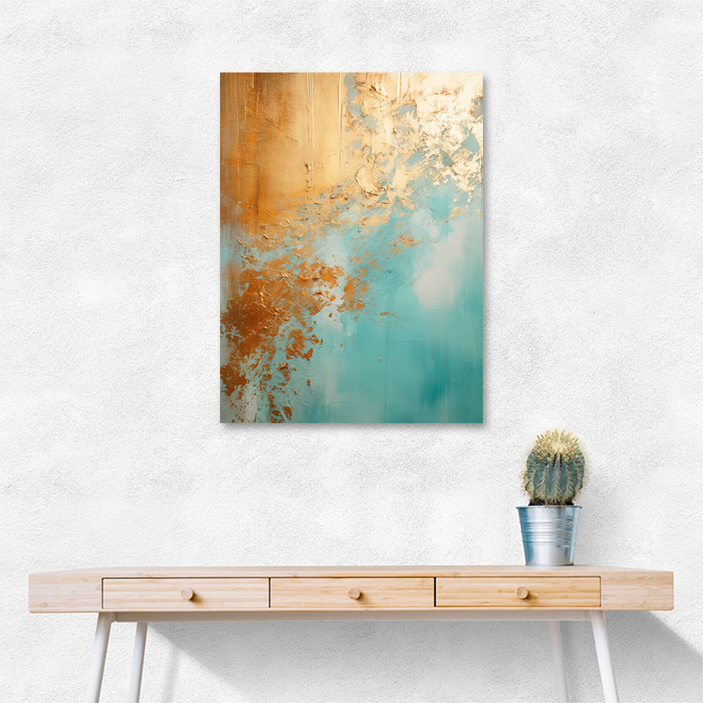 Turquoise & Gold 3 Abstract Wall Art