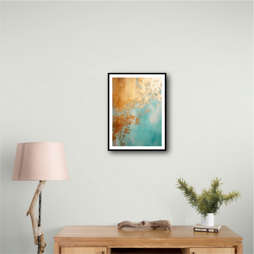 Turquoise & Gold 3 Abstract Wall Art