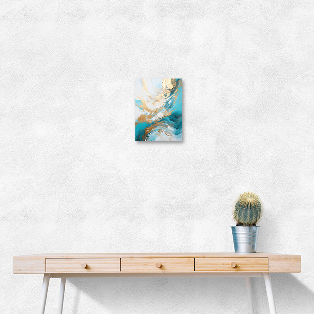 Turquoise & Gold 5 Abstract Wall Art