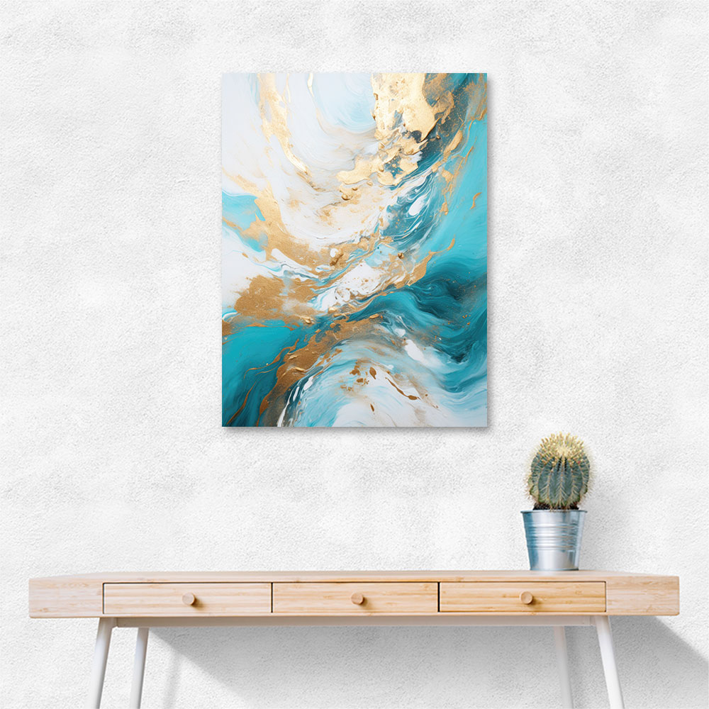 Turquoise & Gold 5 Abstract Wall Art