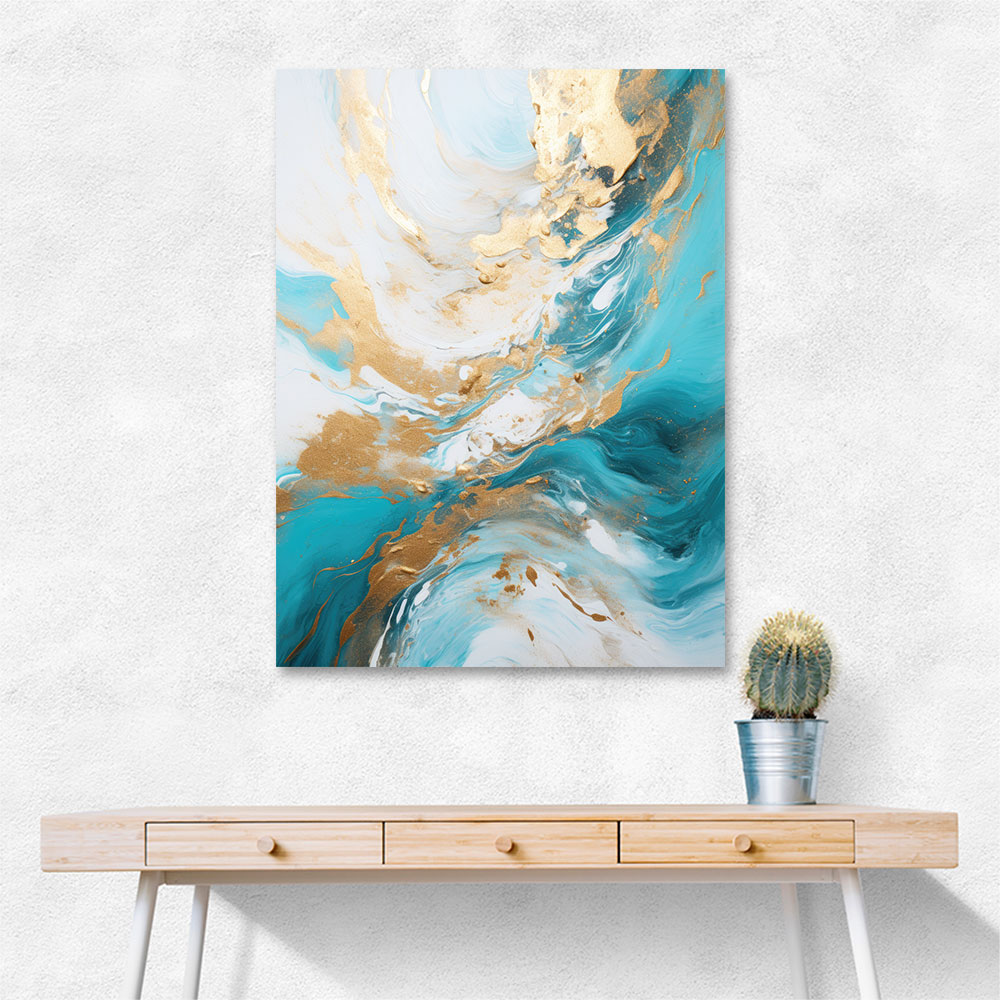 Turquoise & Gold 5 Abstract Wall Art