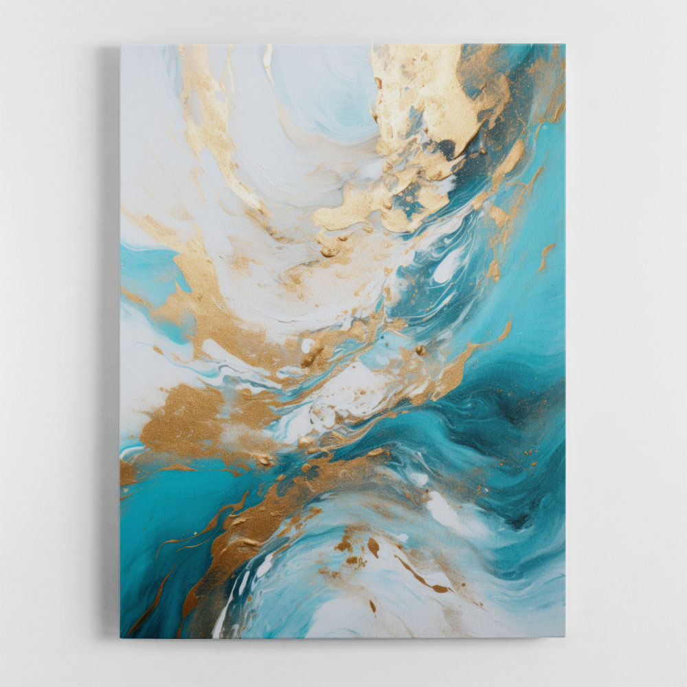 Turquoise & Gold 5 Abstract Wall Art