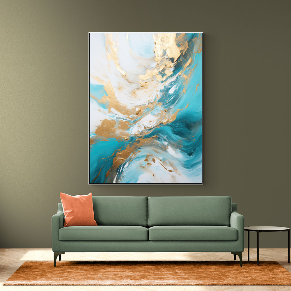 Turquoise & Gold 5 Abstract Wall Art