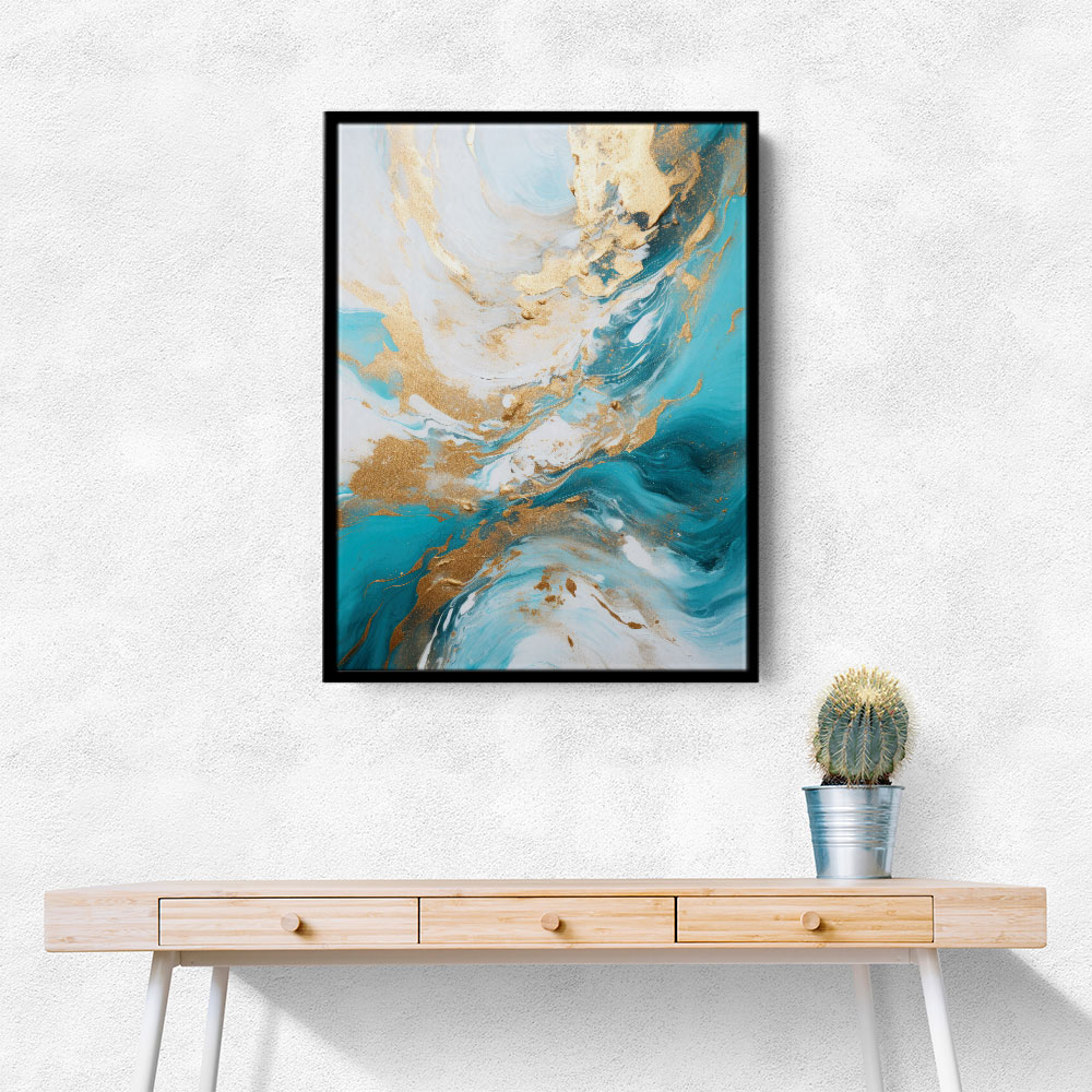 Turquoise & Gold 5 Abstract Wall Art