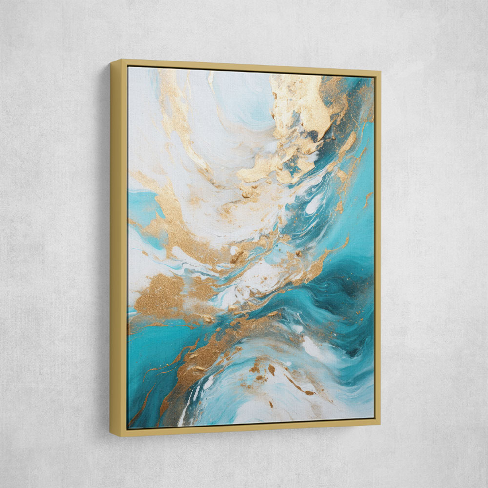 Turquoise & Gold 5 Abstract Wall Art