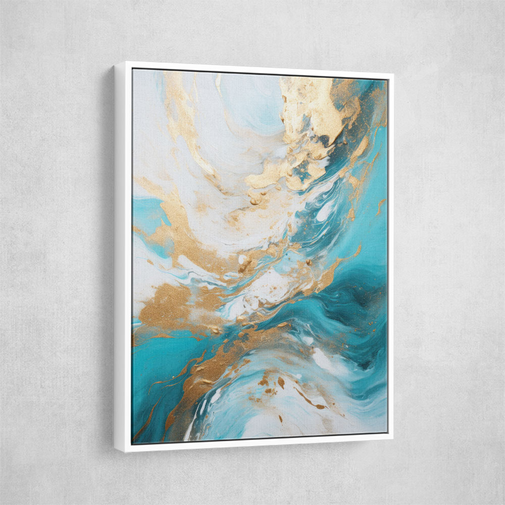 Turquoise & Gold 5 Abstract Wall Art